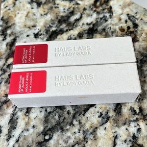 Haus Labs ATOMIC SHAKE LIP LACQUER Ruby Shine and Cherry Shine.
